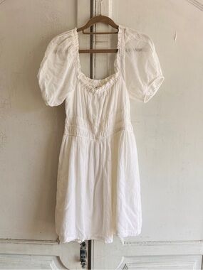 White cotton mini dress puff sleeve Nordstrom graduation dress